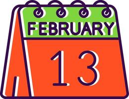 13th of February Filled Icon vector