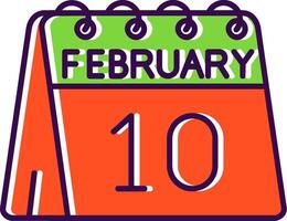 10th of February Filled Icon vector