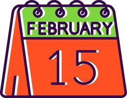 15th of February Filled Icon vector