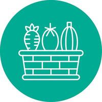 Vegetable Basket Line Circle color Icon vector