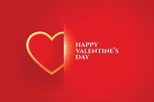 happy valentines day elegant design with golden heart vector