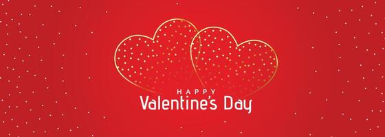 beautiful golden romantic hearts red banner design vector