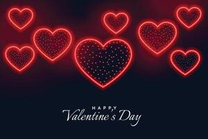 happy valentines day neon style background design vector