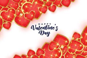 shiny red and golden hearts valentines day background vector