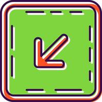 Down left arrow Filled Icon vector