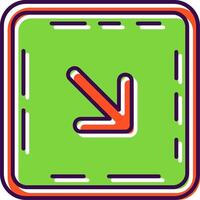 Down right arrow Filled Icon vector