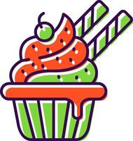 icono lleno de cupcake vector