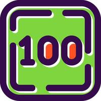 One Hundred Filled Icon vector