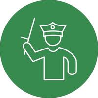 Policeman Holding Stick Line Circle color Icon vector