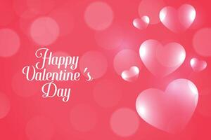 atractivo rosado bokeh san valentin día corazones bandera vector