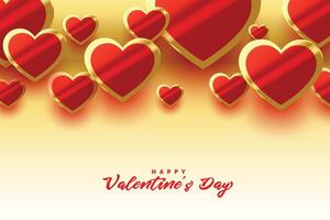 valentines day shiny golden hearts beautiful background vector