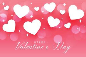 happy valentines day beautiful hearts pink background vector