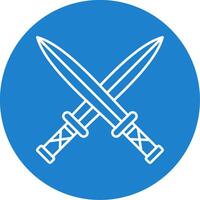 Two Swords Line Circle color Icon vector