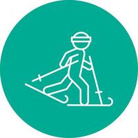 Ski Line Circle color Icon vector