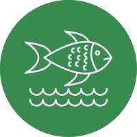 Fish Line Circle color Icon vector