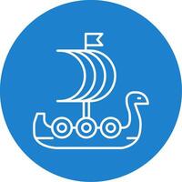 Viking Ship Line Circle color Icon vector