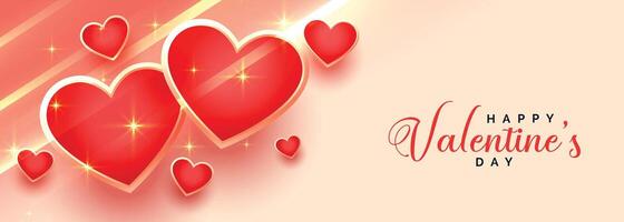 lovely happy valentines day shiny hearts banner vector