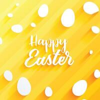 beautiful happy easter yellow background with eggs vector