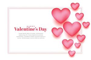 beautiful pink hearts valentines day background design vector