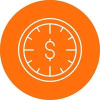 hora es dinero línea circulo color icono vector