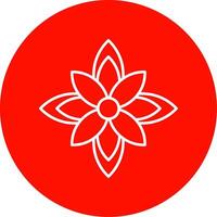 Poinsettia Line Circle color Icon vector