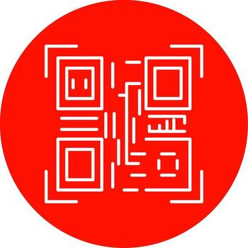 Qr Code Line Circle color Icon vector