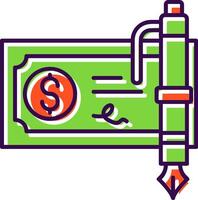 Bank check Filled Icon vector