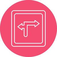 Turn Direction Line Circle color Icon vector