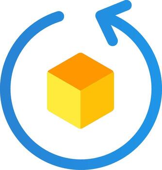 girar objeto plano degradado icono vector