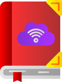 nube biblioteca plano degradado icono vector