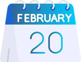 20th of February Flat Gradient Icon vector