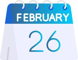 26th of February Flat Gradient Icon vector