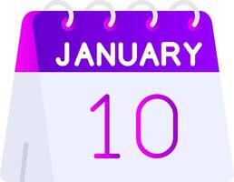 10th of January Flat Gradient Icon vector