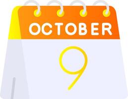 9th of October Flat Gradient Icon vector