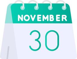 30th of November Flat Gradient Icon vector