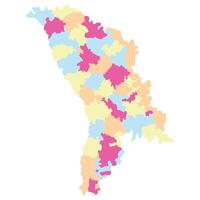 Moldova map. Map of Moldova in administrative provinces in multicolor vector