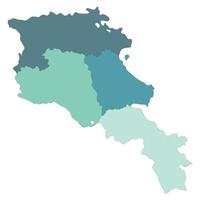 Armenia map. Map of Armenia in four main regions in multicolor vector