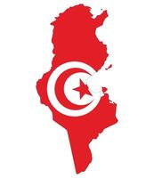 Map of Tunisia with national flag of Tunisia vector