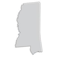 Mississippi state map. Map of the U.S. state of Mississippi. vector