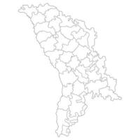 Moldova map. Map of Moldova in administrative provinces in white color vector