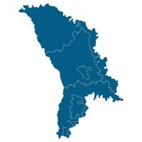 Moldova map. Map of Moldova in three main regions in blue color vector