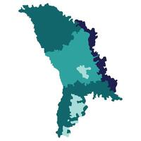 Moldova map. Map of Moldova in three main regions in multicolor vector