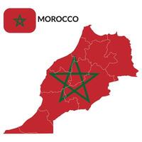 mapa de Marruecos con nacional bandera de Marruecos vector