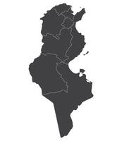 Tunisia map. Map of Tunisia in four main regions in grey color vector