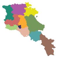 Armenia map. Map of Armenia in administrative provinces in multicolor vector