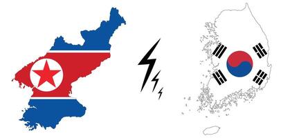 South Korea vs North Korea map. Map of South Korea and North Korea. vector