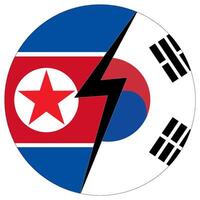 USA vs North Korea. Flag of United States of America and North Korea in circle shape vector