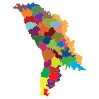 Moldova map. Map of Moldova in administrative provinces in multicolor vector