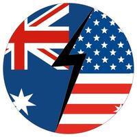 Estados Unidos vs Australia. bandera de unido estados de America y Australia en circulo forma vector
