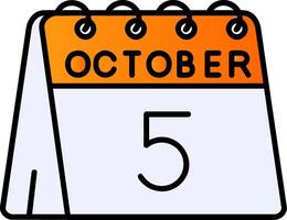5th of October Filled Gradient Icon vector